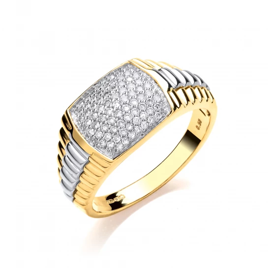 DR0961 9ct Yellow Gold 0.50ct Fancy Link Gent's Diamond Ring